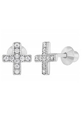 beautiful tiny religious toddler cross earrings